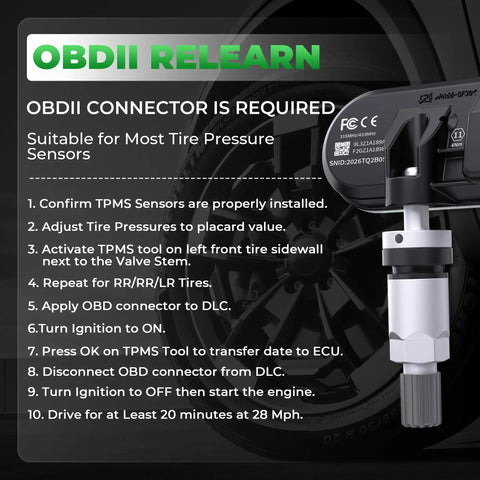 TPMS Sensor For Ford And Lincoln Vehicles Pre Programmed Tire Pressure Sensor Upgrade Fits 90 Percent Of Ford Vehicles After 2006 Including F150 F250 F350 Bronco Mustang Escape Expedition Explorer Fiesta Focus Fusion Ranger And Lincoln MKC MKT MKZ OBDII relearn guide