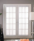 Slick Pair Of Adjustable Swivel Curtain Rods In Crisp White, 21 To 38 Inch petite 5/16 diameter bar supporting sheer curtains.