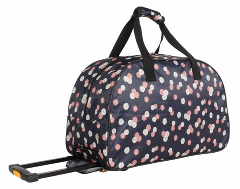Carry On Duffel Bag With Lightweight Softside Design, 22 Inch Weekender, Ditty Floral Pattern, 2 Rolling Wheels, Collapsible