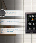 Digital Indoor Outdoor Weather Station with Real Time Temperature and Humidity Readouts, Date and Time Display on wall tile