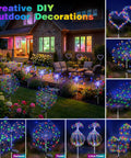 Solar Powered Outdoor Fairy Lights With 8 Modes And 120 Led Firework Effect Multicolor For Garden Yard Path Pool Patio Waterproof Decor Lit Christmas Glow surrounding a garden patio at night.