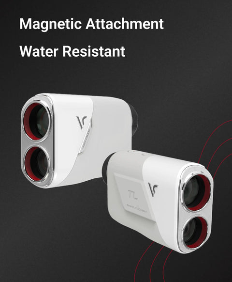 TL1 Golf Rangefinder With Slope And Magnet And Dual Color OLED showcasing magnetic attachment and water-resistant features.