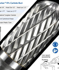 Sworker 1Pc carbide burr with 1/4 in shank and 1/2 in dome-end cylindrical head for grinding and deburring