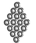 Sixteen Pack 608 RS Ball Bearings for Skateboards Inline Skates Scooters Double Rubber Sealed 8x22x7mm ABEC 9 arranged in shape