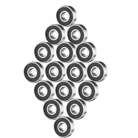 Sixteen Pack 608 RS Ball Bearings for Skateboards Inline Skates Scooters Double Rubber Sealed 8x22x7mm ABEC 9 arranged in shape