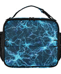 Glowing Blue Lightning Bolts Insulated Lunch Bag For Kids And Adults With Dope Shoulder Straps For Office Travel School Keeps Food Fresh Spacious Main Compartment And Two Side Pockets Durable Polyester Cooler Tote, front view