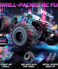 One Sixteenth Scale Glowing Spider Remote Control Car With LED Lights All Terrain Off Road Monster Truck For Boys in action