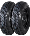 Two Pack Trailer Tire On Rim ST175 80D13 With 13 Inch Rims And Five Lug Pattern Four Point Five Inch PCD Load Range C 6PR Black