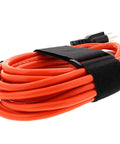 Pro Grade Reusable Hook And Loop Cinch Straps For Cables And Cords securing an orange extension cord.
