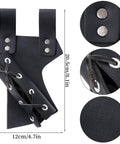 Close-up of Medieval Belt Sword Dagger Frog Holster Set For Halloween Renaissance Knight Pirate Viking Cosplay Accessories, black PU leather