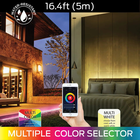 Neon Smart Indoor Outdoor Multi Color LED Light Strip 5M 16 Feet Waterproof RGB Tape With App Control in living room and patio