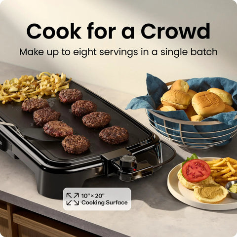 Extra Large Electric Griddle With Removable Temperature Control And Immersible Flat Top For Burgers Eggs And Pancakes Cook