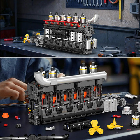 Aircraft Carrier Engine Building Set With Intelligent Chip Drive That Runs, Build Your Own STEM Engine Model in workshop view