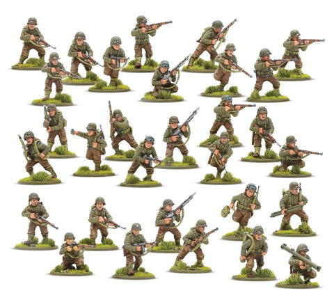 US Rangers 28mm Plastic Miniatures For World War II Tabletop Wargaming 30 Highly Detailed Infantry Figures with Dope Weapon Configs