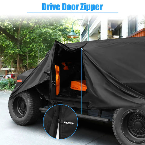 Jeep Gladiator JT Truck Car Cover 2020 2024 Outdoor Waterproof Shield Sun Rain Dust Wind Snow Black Heavy Duty with Driver Door Zipper