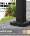 Heavy Duty 3 Step Outdoor Handrail Kit In Matte Black Wrought Iron For Concrete Or Wood Porch Stairs built sturdy on granite surface.