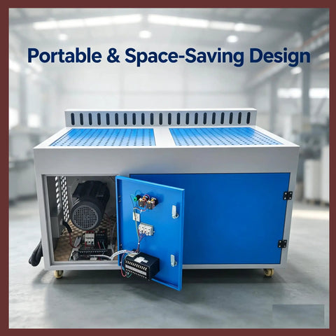 Industrial 220V Dust Collector for Welding Fume Extraction With High Efficiency Multi Stage Filtration grinding dust control shown from the side.