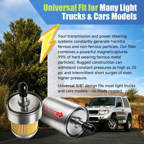 Three Eighth Inch Magnetic Inline Transmission And Power Steering Filter Replacement For Universal Light Trucks