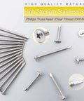 Heavy Duty Sheet Metal Screws Assortment Kit With Self Tapping And Self Drilling, 410 Stainless Steel Fasteners displayed on surface