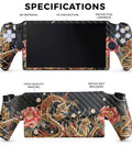 Sick Carbon Fiber Skin For PS5 Portal Remote Player With Stitch Dragons Design, durable 3M vinyl wrap, front and back view