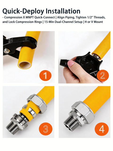 Step by step installation of Two Pack Three Quarter Inch Compressed Air Outlet Kit With One Half Inch NPT Manifold.