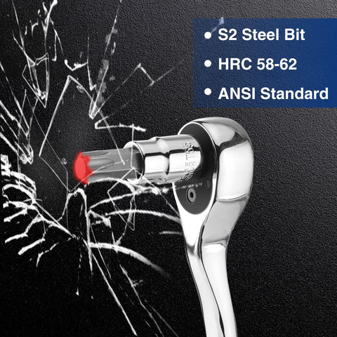 Close-up of Torx Bit Socket Set T8 To T60 With 1/4 In 3/8 In And 1/2 In Drive, S2 Steel Six Point Bits against cracked surface