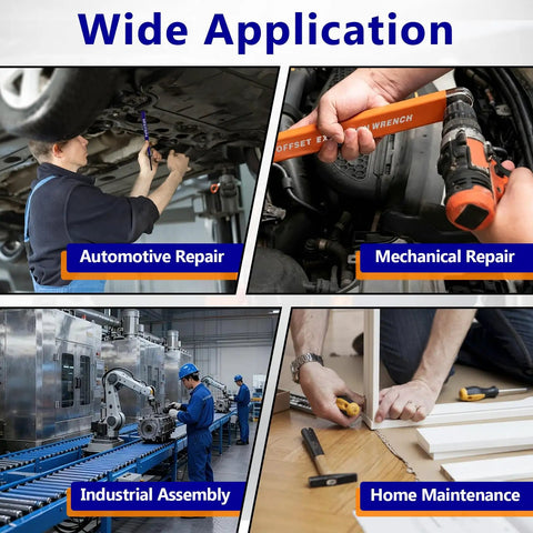 Offset Extension Wrench Kit With Clamps And Drive Adapters 1/2, 1/4, 3/8, Reach Tight Spaces in various repair applications