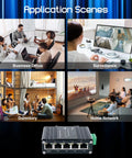 Beefy Industrial Five Port Gigabit Ethernet Switch Unmanaged with applications for office, surveillance, dormitory, and home network