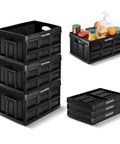 Collapsible Storage Bins Black 3 Pack 62L 16 Gal Holds 100 Lbs Stackable Crates Heavy Duty Capacity Space Saving For Home Office Dorm Garage Moving Organizing