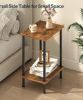 Set Of Two Rustic Brown End Tables Featuring Built Tough Industrial Frames Double Tier Storage Compact Side Tables And Nightstands For Living Rooms And Bedrooms With Easy Peasy Assembly That Actually Holds Up, featuring a small side table with two tiers.