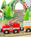 Portable Wooden Railroad Tabletop Playset With Magnetic Train Cars And Animal Scenery For Toddlers And Preschoolers Age Three Plus Legit Awesome Travel Kit with wooden train cars and green scenery.