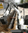 1.2-Ton Pilot-Control Gas-Powered Compact Excavator For Farm Tasks With Lawn Mower Attachment digging trench on construction site