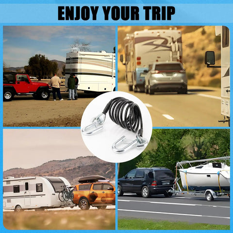Heavy Duty RV Class III Tow Safety Cable Kit With S Hooks, 7 Ft Coiled Cables, 7500 Lb Capacity, 2 Pack Replacement BX88196