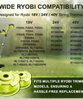 Beefed Up 0.080 Inch Trimmer Line Refills 11 Ft Spools For Grass Trimmers 18V 24V 40V Compatibility replacement spool set
