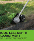 All-Terrain Brushless Edger With 8 Inch Steel Blade And 2.25 Inch Pro Depth, Tool-Free Depth Adjustment, 27cc Gas Power Equivalent