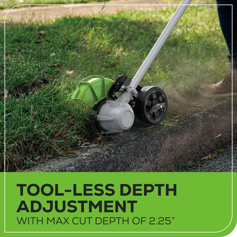 All-Terrain Brushless Edger With 8 Inch Steel Blade And 2.25 Inch Pro Depth, Tool-Free Depth Adjustment, 27cc Gas Power Equivalent