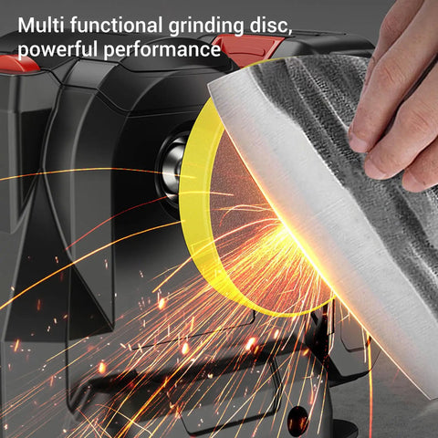 Fafeicy Cordless Mini Sander And Polisher With 6 Gears And 100 Watt Pure Copper Motor for effective grinding disc use with sparks.