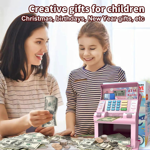 Kid Friendly Debit Card Piggy Bank With 4 Digit PIN Realistic Bank Style For Real Money Coin Recognition Balance Tracker Savings