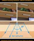 Illustration of Under Cabinet LED Light Bar Kit Six Pack 12 Inch Plug In Dimmable Lighting showing different mounting directions