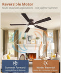 LEDIARY 52inch Ceiling Fans with Light Pull Chain and Remote Control Brown shown in a living room with reversible motor feature.