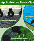 Heavy Duty Windproof Shade Cloth Plastic Clips 50 Pack securing sunshade net, outdoor tent, and small garden enclosure