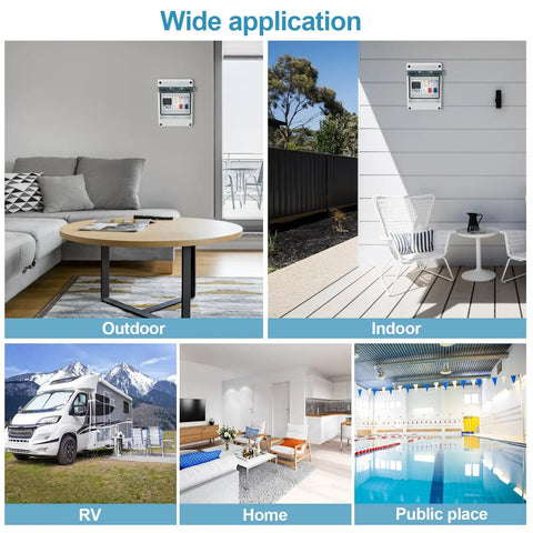 5 Way Circuit Breaker Box IP65 Weatherproof Distribution Enclosure installed in various indoor and outdoor settings.