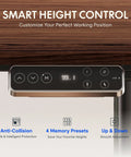 Smart height control with digital display on Straight Up Premium Motorized Height Adjustable Standing Desk With Heavy Duty Matte Black Frame And Legit Solid North American Black Walnut Desktop For Serious Daily Workspace Flex.