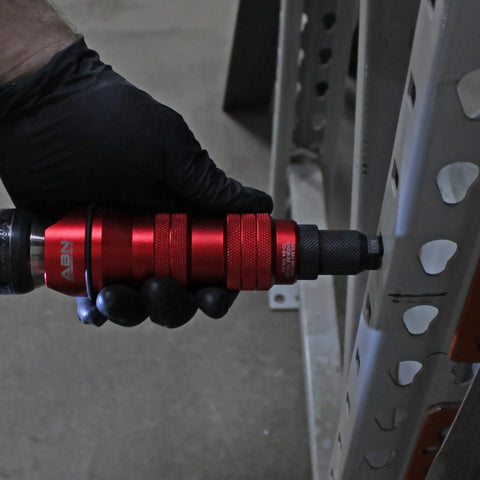 Using Pneumatic Rivet Gun Drill Adapter Turn Your Drill Into A Rivet Gun With Quarter Inch Capability And 8 Nosepieces on metal frame
