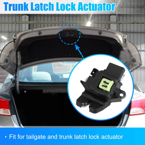 Trunk Latch Lock Actuator 81230A7030 for Kia Forte Koup 2014-2020 trunk view with actuator inset