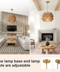 17.3" 17.3 Inch Rattan Pendant Light, Boho Wicker Chandelier for Dining in stylish living room settings