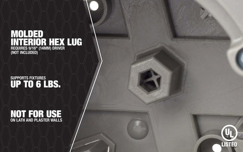 Southwire MSBST250 gray molded interior hex lug ceiling electrical box with hole saw