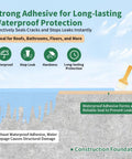 Illustration showing the application of Clear Water Based Waterproof Sealant 16 Oz Ultra Strong Leak Repair Coating for roofs and floors.