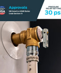 Installed Three Quarter Inch F 30 Safety Relief Valve For Hot Water Heaters And Boilers Brass Push To Connect Pressure Release Fitting