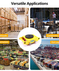 Badass Heavy Duty Moving Skates With 360 Degree Swivel And Non Slip Pads Rock Solid Carbon Steel Equipment Rollers For Factory And Warehouse Workloads Smooth Ride Load Movers Set Of Four in warehouse, construction, supermarket, and port logistics settings.